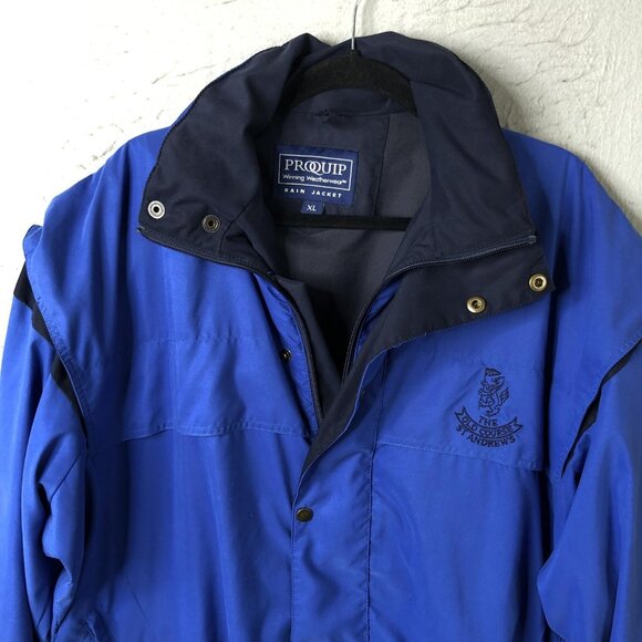 The Old Course St Andrews Jacket Mens XL Blue Golf ProQuip Rain Wear Windbreaker - Picture 10 of 16